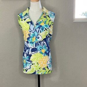 485 - Rafaella Floral Tank Top - Blue, Green, Yellow